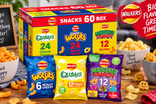 Walkers Crisps Variety Snack Multipack Box, Quavers, Wotsits, Monster Munch Variety, 60 Pack AUTO-WIN 10/09