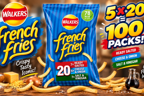 x5 Walkers French Fries Flavour Crispy Potato Snacks 20 x 18g