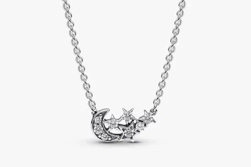 PANDORA Sparkling Moon & Star Collier Necklace Sterling silver-AUTO WIN 01/11