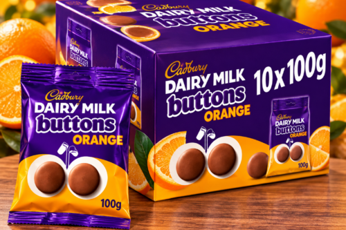 CADBURY DAIRY MILK ORANGE GIANT BUTTONS CHOCOLATE BAG 100G (BOX OF 10)-AUTO WIN 11/10