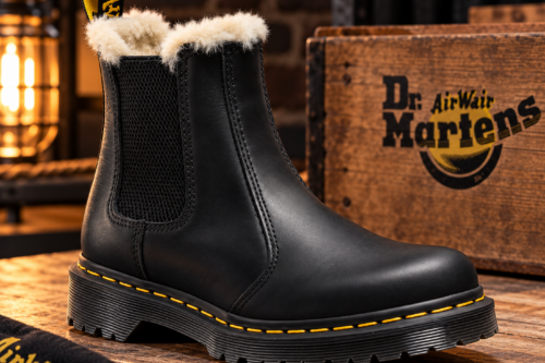 DR MARTENS- FAUX FUR LINED BURNISHED CHELSEA BOOTS-AUTO WIN 10/10
