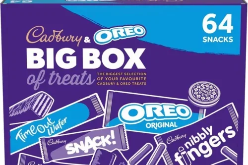 CADBURY & OREO BIG BOX OF TREATS, 64 ASSORTED CHOCOLATES AND SNACKS-AUTO WIN 08/10