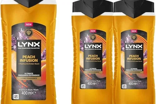 5x LYNX FINE FRAGRANCE COLLECTION BODY WASH FOR MEN PEACH INFUSION, PACK OF 5-AUTO WIN 13/10