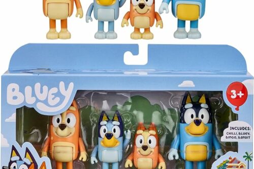 Bluey and Family: Bingo, Bandit and Chilli 4 Figure pack Articulated Character Action Figures 2.5 inches Official Collectable Toy -AUTO WIN 13/10