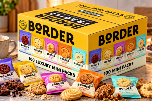 BORDER BISCUITS LUXURY BISCUIT SELECTION 100 MINI PACKS WITH 5 VARIETIES- AUTO WIN 21/10