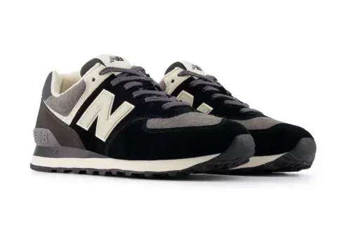 NEW BALANCE BLACK/GREY MENS 574 TRAINERS-AUTO WIN 06/10