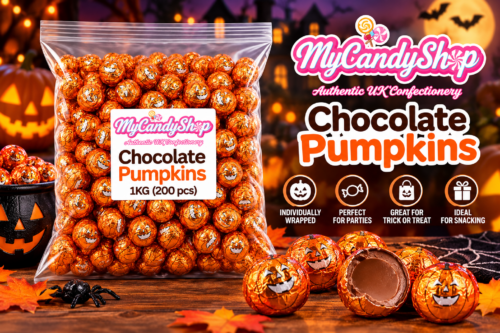 Halloween Chocolate Pumpkin 1KG - Chocolate Foil Balls - Individually Wrapped Halloween Chocolates -AUTO WIN 21/10