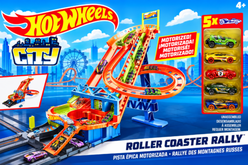 Hot Wheels City Roller Coaster Rally Playset with 5 Die-Cast Cars -AUTO WIN 17/10