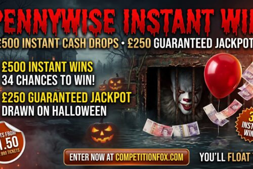 Pennywise Instant Win: £500 Instant Cash Drops + £250 Guaranteed Halloween Jackpot!-AUTO WIN