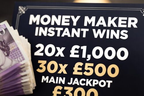 MONEY MAKER INSTANT WINS 20X £1000 | 30X £500-MAIN JACKPOT £300 -AUTO WIN 13/10