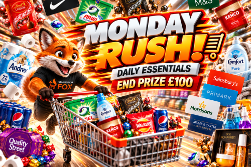 MONDAY RUSH! DAILY ESSENTIALS - END PRIZE £100 -AUTO WIN 26/10