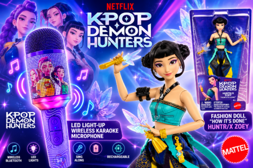 KPop Demon Hunters LED Light-Up Wireless Karaoke Microphone & Fashion Doll 'How It's Done' HUNTR/X Zoey-AUTO WIN 31/10