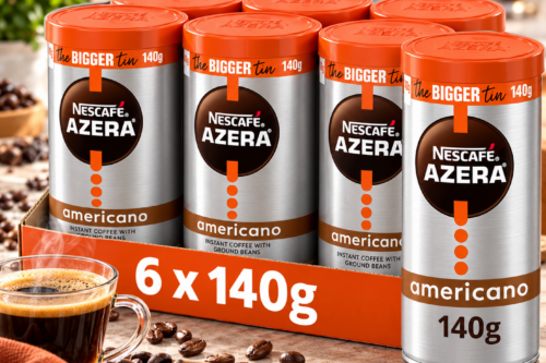 Nescafé Azera Americano Instant Coffee 140g Tin | Multipack of 6 | Instant and finely ground blend; Arabica and Robusta beans; fruity aroma AUTO-WIN 21/10