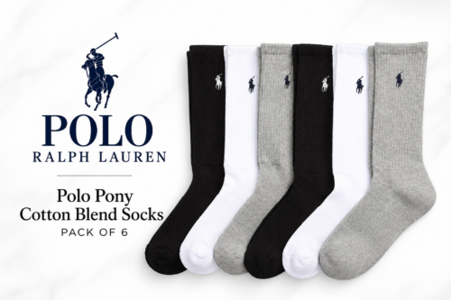 Ralph Lauren Polo Pony Cotton Blend Socks, Pack of 6-AUTO WIN 20/10