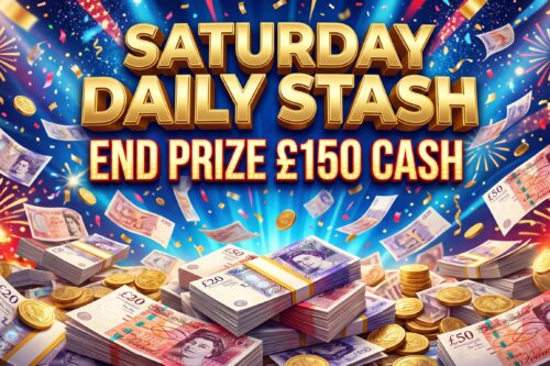 SATURDAY DAILY STASH- END PRIZE £150 CASH - AUTO WIN 17/10