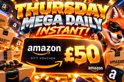 Thursday Mega Daily Instant Jackpot £50 Amazon Voucher AUTO-WIN 29/10