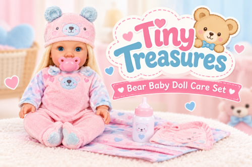 Tiny Treasures Bear Baby Doll Care Set-AUTO WIN 27/10