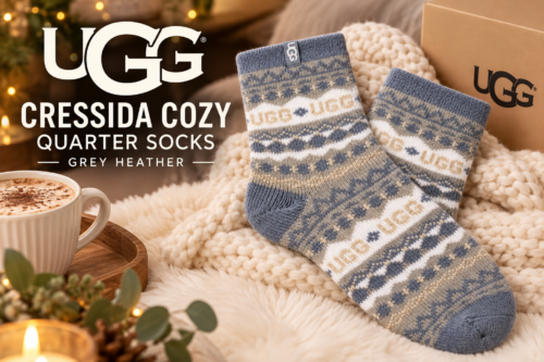 UGG Cressida Cozy Quarter Socks Grey Heather-AUTO WIN 10/10