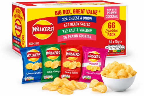 Giant Crisps Multipack Snack Box - Pack of 66 x 25g Assorted Classic Walkers Crisps AUTO-WIN 21/10