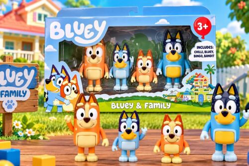 Bluey and Family: Bingo, Bandit and Chilli 4 Figure pack Articulated Character Action Figures 2.5 inches Official Collectable Toy -AUTO WIN 13/10