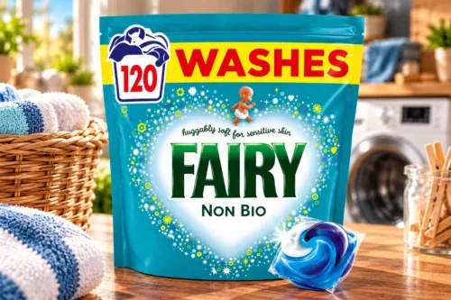 FAIRY NON BIO ALL-IN-1 PODS® LAUNDRY DETERGENT TABLETS, 120 WASHES | 60×2, FOR SENSITIVE SKIN AUTO-WIN 14/10