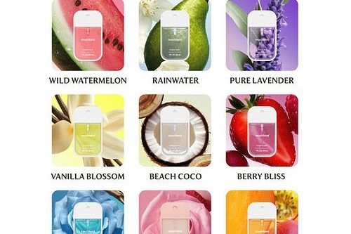 3 x TOUCHLAND POWER MIST HYDRATING HAND SANITISER-lily of the valley/beach coco/rainwater-AUTO WIN