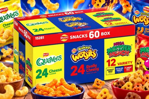 WALKERS CRISPS SNACKS VARIETY BOX OF 60 CRISPS -AUTO WIN 14/10